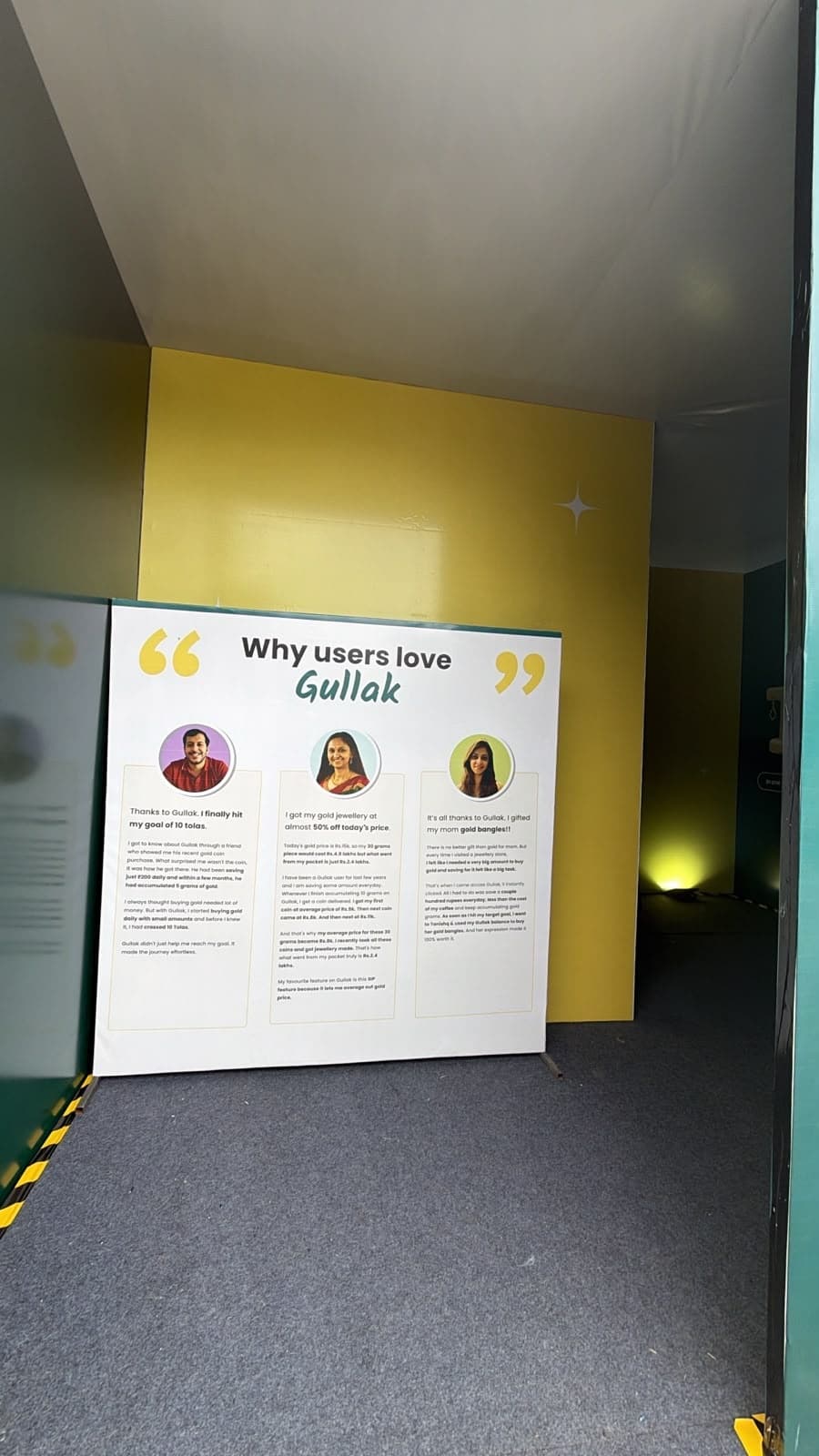 Interior maze walkthrough featuring Why users love Gullak customer testimonial installation