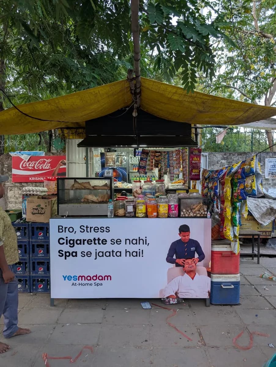 YesMadam Guerrilla Standee Display in Delhi NCR